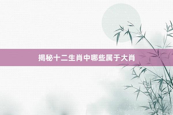 揭秘十二生肖中哪些属于大肖
