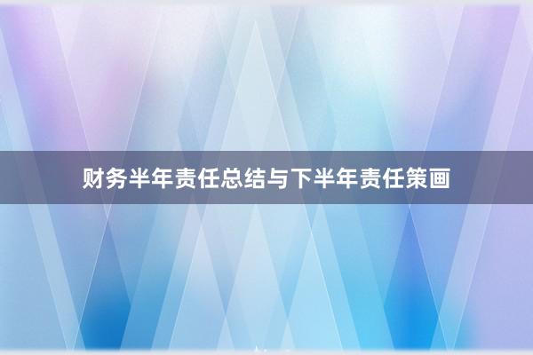 财务半年责任总结与下半年责任策画